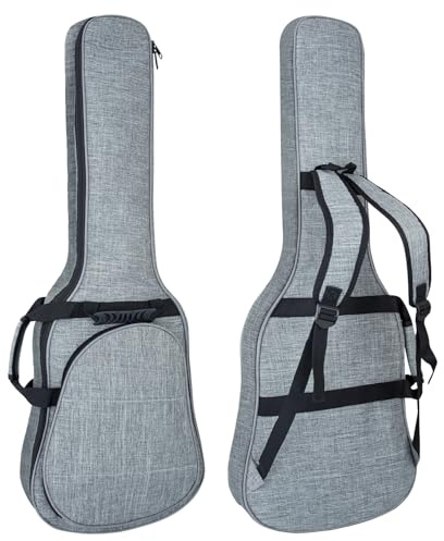 MUZNOTE Electric Guitar Case 0.35 inch Padding Electric Guitar Bag, Electric Guitar Gig Bag Backpack with Neck Strap and Pockets Soft Guitar Case, Grey