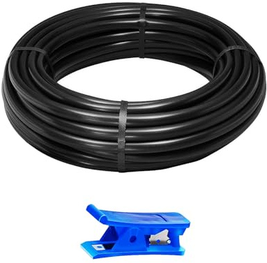 HUAZIZ 15 Meter Schwarz PU Pneumatikschlauch, Pneumatic Polyurethane, Schlauch Flexibel, Druckluftschlauch Außen 8 mm x Innen 5 mm + 1 x Blue Schlauchschneider