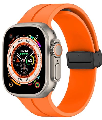 for Apple Watch Ultra 2 Strap 49mm 45mm 44mm 46mm 42mm 41mm 40mm 38mm Men Women, Adjustable Magnetic Buckle Sport Silicone Band for Apple Watch SE Strap Series 10/9 8/7/6/5/4/3/SE 2nd/Ultra 2 Ultra