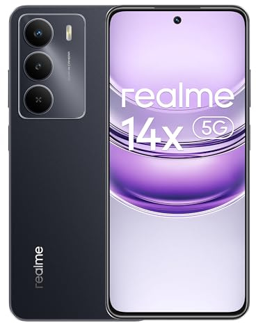 realme 14x 5G Smartphone 6+128 GB Smartphone, Processore Dimensity 6300, Batteria 5000mAh, Schermo 6.67 HD+ a 120Hz, Dual SIM, Senza caricatore, Colore Nero