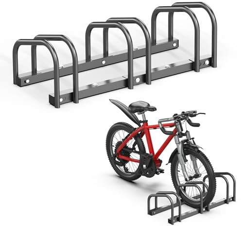Ultrawall Bike Storage Rack for Garage, 3 Bikes Floor Bike Stand, Bicycle Parking Stand Rack for Indoor/Outdoor, Fit 22-28 Wheel Tire Width 2.1