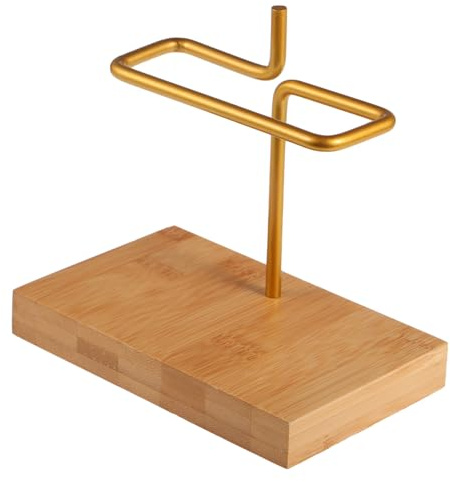 POPETPOP Support Filtre Café Acier Inoxydable avec Socle Bambou Porte Papier Filtre Café de Capacité pour Rangement Pratique Comptoir et Bureau