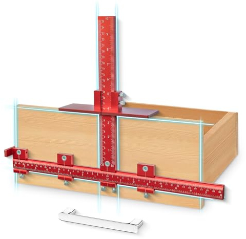 Upgraded Thickened Cabinet Hardware Handle Jig: 50% Thicker Heavy-Duty Aluminum Template w/Dual-Screw Lock, Cabinet Drawer Hole Jig, Drill Guide Template Tool for Drawer Handle Pull Knob Installation