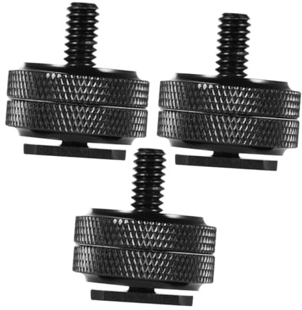 Blitzschuh Adapter 3 Stück 1/4 Zoll Aluminiumlegierung Schwarz | Doppellagig, mit Zwei Schrauben Fixierbar, für Digitale Kamera und Camcorder, Montage