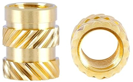 Einsätze mit gerändeltem Gewinde aus Messing, M3 M4 M5 M8 Messing-Heißschmelz-Rändelgewindeeinsätze for Heißspritzguss, 10 Stück(Length 10mm,M3 (OD 5mm)50pcs)