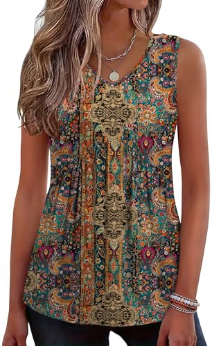 Zeagoo Womens Tank Tops 2026 Summer Flowy Peplum Casual V Neck Babydoll Sleeveless Tops S-3X