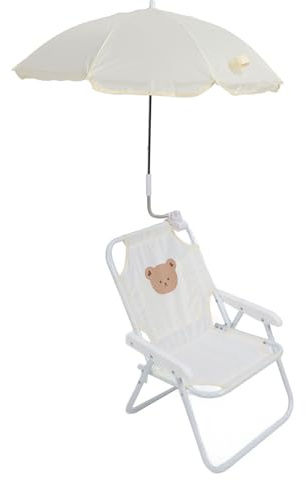 Hamwesh Sedia da Spiaggia per Bambini, Ombrellone a Prova di Sole con Angolo Regolabile, Design Pieghevole Portatile e Leggero per attività all'aperto, Viaggi in Piscina in Spiaggia (Orso)