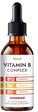 SIZRCSM Nuvel Vitamin B Complex Drops with B12, B1, B6, 5-in-1 Vitamin B Liquid Supplement for Daily Wellness