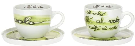 THUN - Set 2 Tazze Grandi con Piattino, Collezione Caffè al Volo10,6x8,7H 450cc D17,6