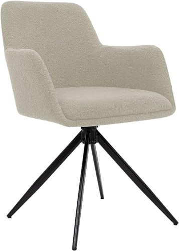 CLP Chaise de Salle à Manger pivotante Olema en Tissu Bouclette, Fauteuil à 180° avec accoudoirs et Dossier, Charge Max. 150 kg | Couleur Taupe