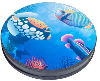 Tambour de mer, Tambour à Main, Vague d'océan, Jouet à Percussion avec Patton de Poisson pour Enfants, bébé, Bleu, 13 Pouces