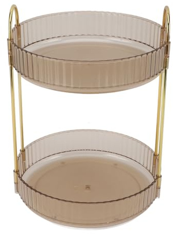 Naroote Sminkställ med Roterande Design i 2 Nivåer för Enkel åtkomst i Badrum och Sovrum (Gul)