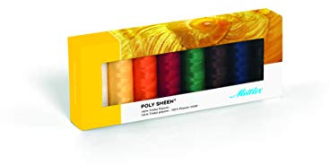 Mettler POLY SHEEN® broderitråd – 100% triflig polyester, rivsäker broderitråd, för symaskin och handbroderi – 8 x 200 m spolar, olika färger