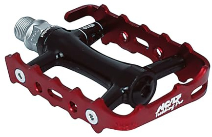 NC-17 Trekking PRO Pedals PRO - Pedali da Trekking in Alluminio, per Mountain Bike, con riflettori, Cuscinetti a Sfera e ASSE CR-Mo, Peso: 251 g per Coppia, Colore: Nero/Rosso