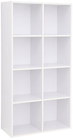 VASAGLE Bücherschrank, Bücherregal, mit 8 Fächern, Büroregal, Würfelregal, Standregal, für Wohnzimmer, Schlafzimmer, Büro, Kinderzimmer, weiß LBC24WT