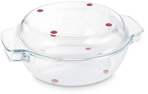 Tescoma GrandCHEF Runder Bräter 32 cm mit Deckel | Premium Borosilikatglas | Innovatives Silikon-Fußdesign | Vielseitig & Pflegeleicht | Multifunktional für jeden Anlass