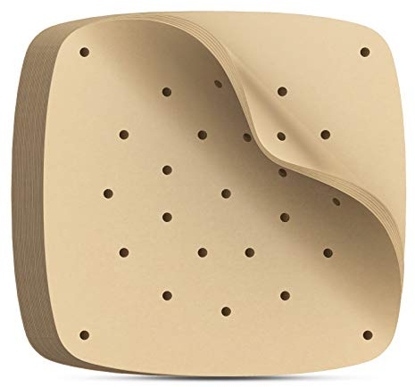 Beasea Air Fryer Parchment Paper 6 Inch, 200pcs Air Fryer Disposable Paper Liners Unbleached Filter Paper Square Perforated Parchment Paper Bamboo Steamer Papers for Air Fryer and Steaming Basket
