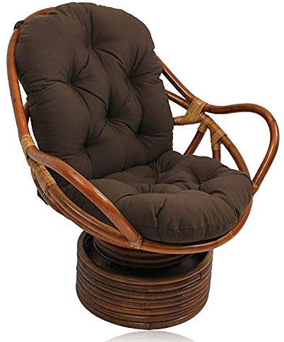 Drehbares Schaukelkissen, Papasansessel Kissen, Papasan Stuhlkissen, Wasserdichtes Schaukelkissen Rattan, für Garten Wohnzimmer Balkon Büro, Kein Stuhl,Coffee Color