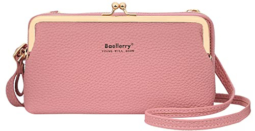 Kleine Umhängetasche Damen Mädchen Dunkelrosa, AIFILLE Handytasche zum Umhängen mit Geldbörse PU Leder Kleine Tasche für Handy Crossbody Bag mit Wechselgurt Schultertasche Handy Umhängetasche Damen