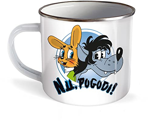 Trötsch Tasse Hase & Wolf Nu pogodi Nu pagadi Emaillebecher: Trötsch Tasse Hase & Wolf Nu pogodi Nu pagadi Emaillebecher: Kaffeetasse Teetasse Geschenkidee Geschenk Tasse Emaillebecher