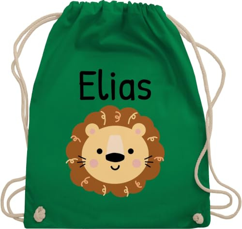 Turnbeutel Rucksack - Löwen - Süßer Löwe - Kindergarten Kita - Unisize - Grün - stoffbeutel name personalisierte kindergartentasche löwenmotiv lowe beutel kindergartenrucksack kinderrucksack