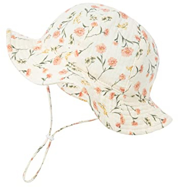 Nishine Beacg - Cappello da Sole per Bambine e Ragazze, Cappello da Pescatore (Fiori d’Avorio)