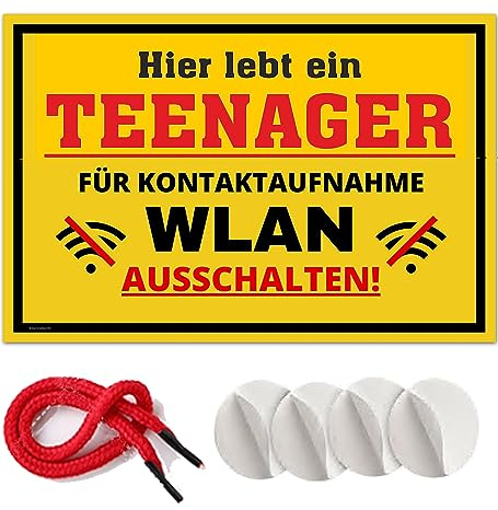 Schild Geschenke (30 x 20 cm), Lustiges Deko-Geschenk für Teenager zur Jugendweihe oder Geburtstag, Türschild als Zimmerdekoration, für Jungen und Mädchen