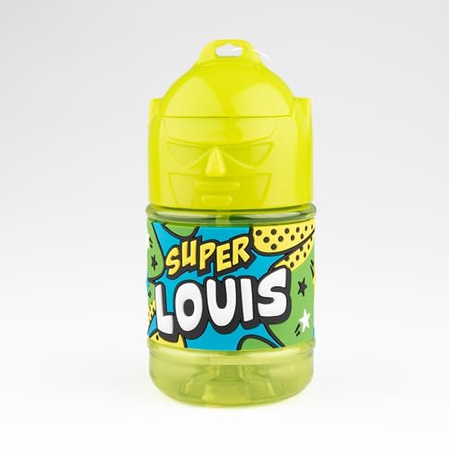 Super Louis Kinder-Trinkflasche mit Strohhalm, personalisierbar