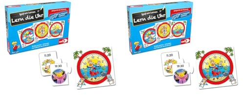 Noris 606076152 Lern die Uhr, Kinderspiel ab 5 Jahren, Puzzle Lernspiel, Spaß am Lernen, für 1 bis 4 Spieler (Packung mit 2)