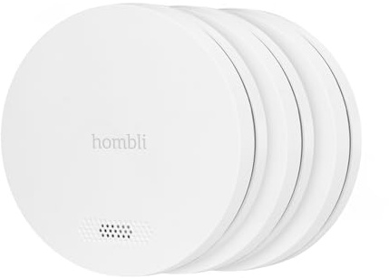 Hombli Detector de Humo Inteligente con Soporte Magnético | 10 Años de Duración de la Batería | Alarma Fuerte de Más de 85 dB | Diseño Elegante y Ultrafino | Compatible con Google y Alexa