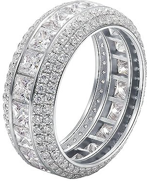 Whoiy Echtgold Hochzeitsring Damen 585, Weissgold Ehering Moissanit Ewigkeit Verlobungsringe 14K für Frauen Gr. 47 (15.0)