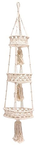 SEWOART Decorative Hanging Basket Cotton Rope Net Bag for Boho Home Decor Creative Flowerpot Storage