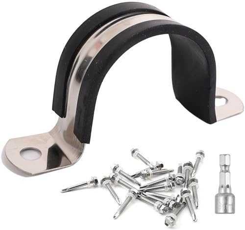 Soimuk Pipe Clamps,304 Stainless & Rubber Cushioned Heavy Duty Conduit clips (SCH 2 in (60 MM) - 24 Pack)