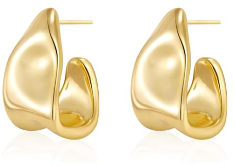 SJUIEO Klobige Gold-Ohrstecker für Damen, 18 Karat vergoldet, hypoallergen, goldene Statement-Ohrringe für Frauen, trendiger Modeschmuck, Geschenke