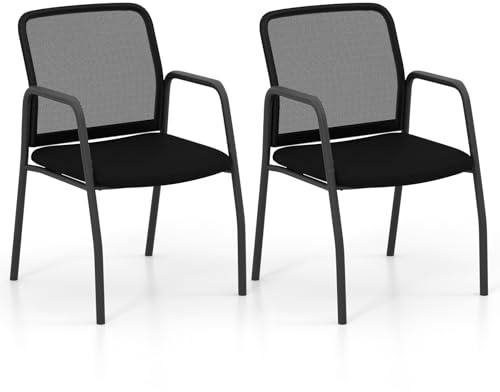 GAINTEX Mötesstol med ergonomiskt ryggstöd och armstöd i nät, konferensstol, receptionsstol, gäststol, utbildningsstol, svart