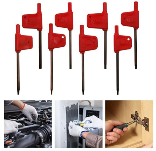 EasyByMall Lot de 10 clés de tournevis Torx - Design ergonomique pour T5 T20 - Outils pour projets de bricolage et réparation (T8)