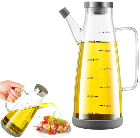 Oil Dispenser Bottle with Drip Free Spout, 2025 Upgrade Glass Oil Dispensers for Kitchen, Olive Oil Vinegar Dispenser Container Bottle, No Drip Oil Dispenser for Cooking Kitchen Gadget (1000ml-A)