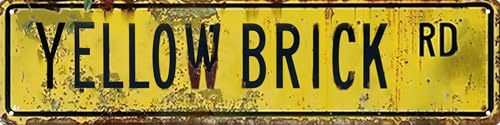 Vintage Style Decorative Metal Tin Sign 8x12 in Yellow Brick Rd Wall Hanging Plaque for Home Garden Bar Decor Fun Gift