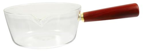 BESTYASH Casserole à Lait Mini 600ml En Verre Borosilicaté Transparent Résistante Haute Température Manche Large Utilisation Quotidienne Antiadhésive