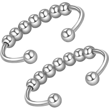 BRITIVIVE Anxiety Ring 2 Stück Anti Stress Ring Shade Anxiety Rings Stress Spinner Fidget Rings Verstellbaren Größen Edelstahl Ringe Stimmungsring für Frauen