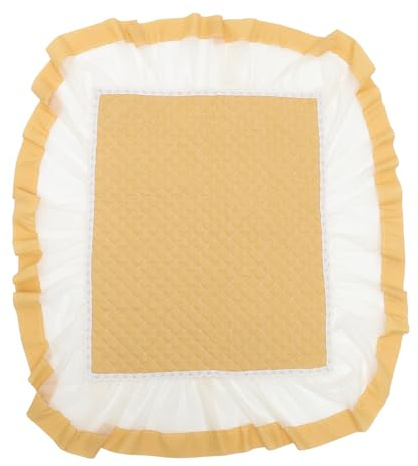 CONGARTENO Decorative Lace Dust Cover for Nightstands Microwave Ovens Refrigerators Yellow Lightweight Housewarming Accessory