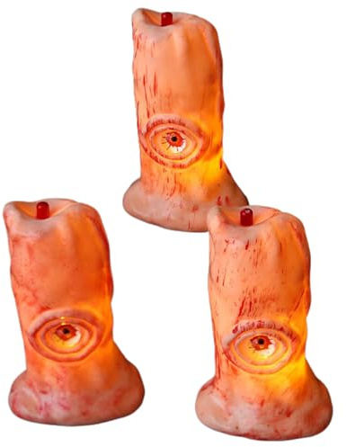 Gomice Velas Sin Llama Halloween - Velas LED De Columna Sin Llama Operadas Por Pilas,Lámparas Adornos Fiesta Decoración Para Salón Dormitorio Escritorio Exterior Terraza