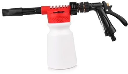GANAZONO Portable Car Wash Foam Water Gun 900ml Red, Multifunctional Car Wash Spray for Vehicle and Motorcycle Cleaning, Home Use Exterior Care Tool