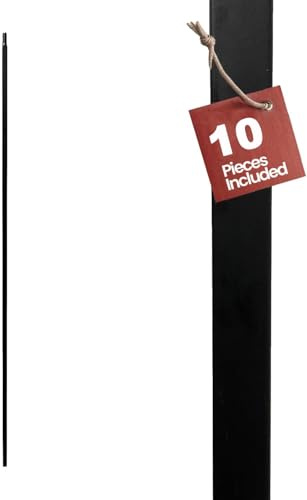 Iron Stair Balusters 1/2 Inch (12.7 mm) Square x 44 Inch (1117.6 mm) Long | Classic Hollow Metal Stair Spindles | Satin Black | Pack of 10