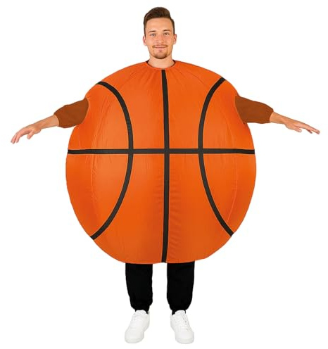 AirSuit® Disfraz Inflable Balón de Baloncesto para Adultos | Costume Basketball 110 x 130 x 106 cm | 100% Poliéster | Ligero y Resistente | Sistema de Inflado Incluido | OriginalCorner®