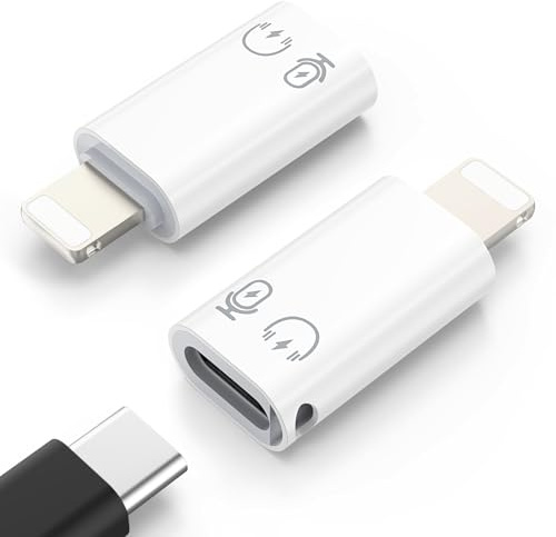 MoKo per DJI Mic Mini Adattatore USB C a Lightning, Adattatore Lightning Maschio a USB C Femmina per Apple Earpods/iPhone 14/13/12/11/Ricevitore Microfono Wireless, Supporto di Ricarica, Funzione OTG