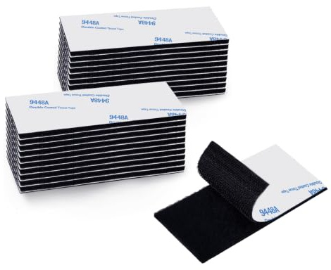 Flintronic Självhäftande remsor, 20 par (40 stycken) kardborreband, självhäftande, bildmonteringsremsor, affischremsor, bilder hängande utan borrning, powerstrips för ramdekorationer, 30 x 100 mm