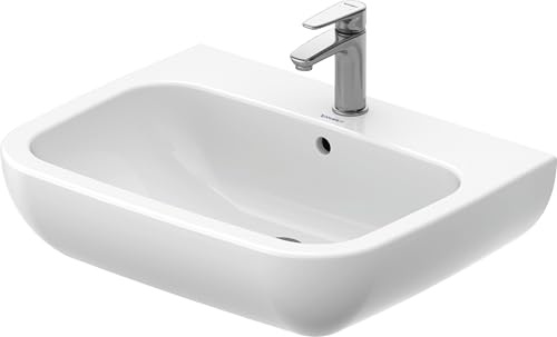 Duravit D-Code Waschtisch, mit Hahnloch, mit Überlauf, 650x500x180mm, Weiß Hochglanz, 2310650000