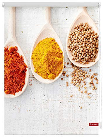 Lichtblick Klemmfix Tageslicht-Rollo mit Motiv, ohne Bohren, Blickdicht, Seitenzugrollo, Made in Germany, Spices - Bunt 80 x 150 cm (B x L)