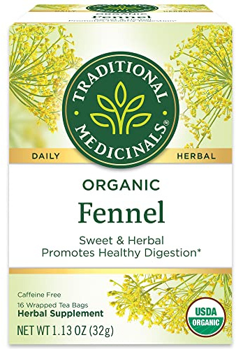 Traditional Medicinals Organic Fennel Herbal Tea, Promotes Digestive Health, (Pack of 1) - 16 Tea Bags